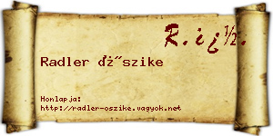 Radler Őszike névjegykártya